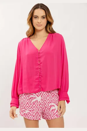LEZ A LEZ Camisa Manga Longa em Crepe com Decote V
