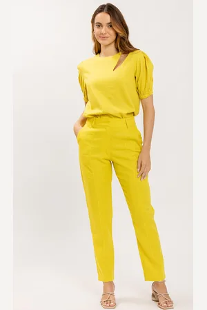 LEZ A LEZ Blusa Manga Curta em Linho com Cut Out Decote