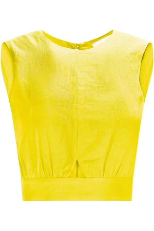 LEZ A LEZ Blusa Cropped em Linho com Franzido