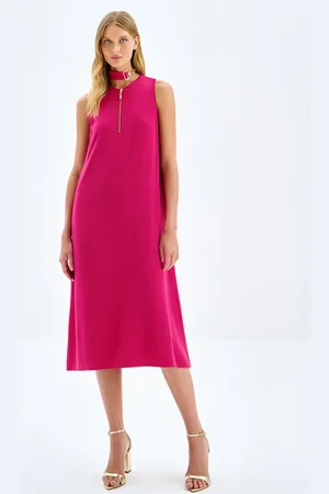 LEZ A LEZ Vestido Midi em Viscose com Zíper Decote