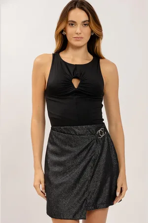 LEZ A LEZ Blusa em Malha Aveludada com Cut Franzido