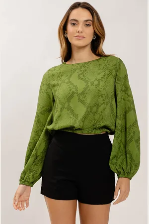 LEZ A LEZ Blusa Manga Longa Bufante em Viscose Estampada