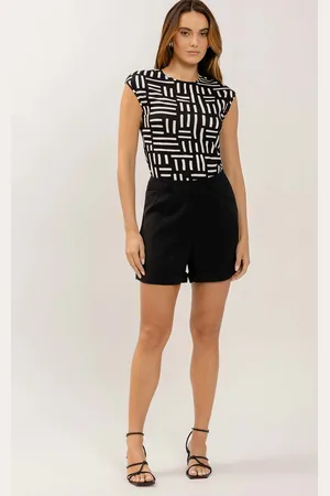 LEZ A LEZ Shorts Alfaiataria Cintura Alta com Martingale