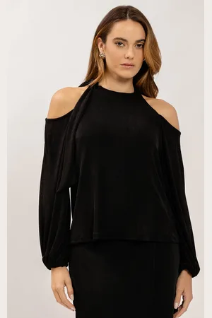 LEZ A LEZ Blusa Manga Longa com Recorte Ombros e Amarração
