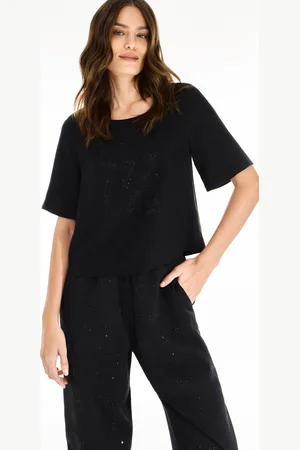 LEZ A LEZ Blusa Oversized em Viscose com Strass MOVE Fitness