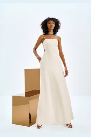LEZ A LEZ Vestido Longo Decote Reto com Bolsos