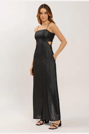 LEZ A LEZ Vestido Longo Decote Reto com Bolsos