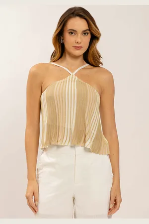 LEZ A LEZ Blusa Um Ombro Só em Tricô com Lurex