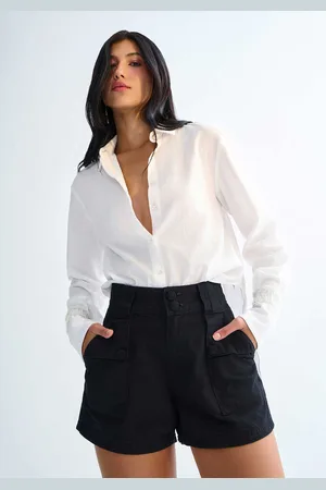 LEZ A LEZ Shorts Boyfriend Cintura Média com Bolsos Cargo
