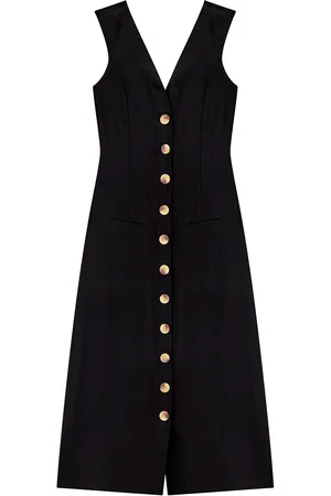 LEZ A LEZ Vestido Midi Chá Em Alfaiataria Com Amarração Na Cintura