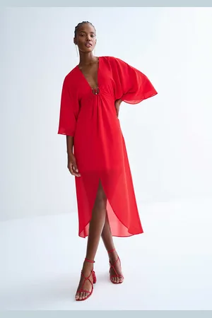 LEZ A LEZ Vestido Midi em Chiffon com Detalhe Decote