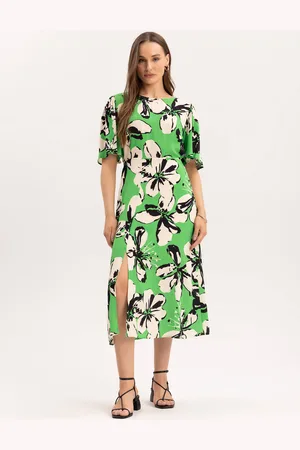 LEZ A LEZ Vestido Midi Estampado com Fenda