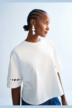 LEZ A LEZ T-shirt Presenteável Oversized com Bordado Vazado Manga