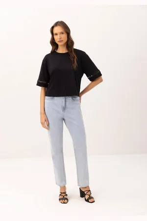 LEZ A LEZ T-shirt Presenteável Oversized com Bordado Vazado Manga