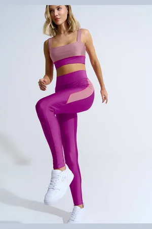 LEZ A LEZ Calça Legging Cintura Alta MOVE Acetinada Proteção UV