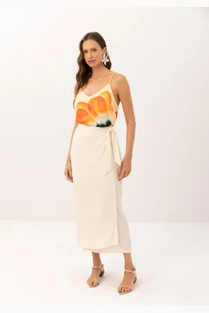 LEZ A LEZ Saia Midi Transpassada em Viscose Texturizada