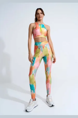 LEZ A LEZ Calça Legging Cintura Alta MOVE Acetinada Estampada