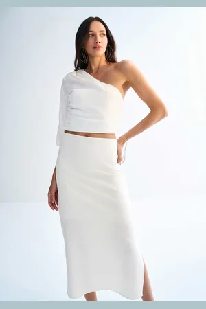 LEZ A LEZ Blusa Um Ombro Só em Cotton Poá com Top
