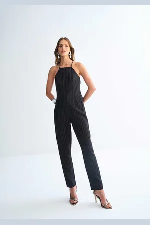 LEZ A LEZ Blusa com Alças Alfaiataria Risca de Giz