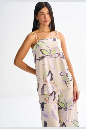 LEZ A LEZ Blusa Alongada Estampada com Detalhe Alças