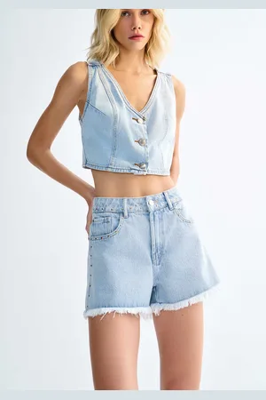 LEZ A LEZ Shorts Linha A Cintura Alta com Tachas