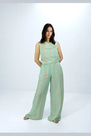 LEZ A LEZ Calça Pantalona em Viscose Estampada com Elástico