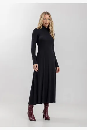 LEZ A LEZ Vestido Midi Chá Em Malha Canelada Com Abertura Nas Costas