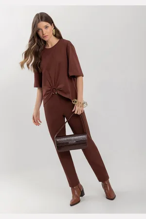 LEZ A LEZ Blusa Em Algodão Com Mangas Médias E Argola Frontal