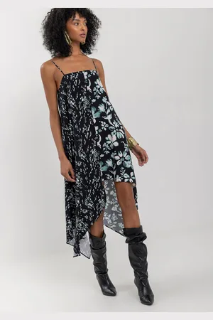LEZ A LEZ Vestido Midi De Alças Estampado Com Modelagem Assimétrica