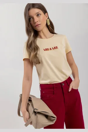 LEZ A LEZ Blusa T-Shirt De Mangas Curtas Em Algodão Penteado