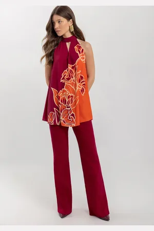 LEZ A LEZ Blusa Alongada Estampada Sem Mangas Com Amarração