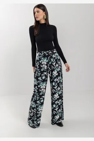 LEZ A LEZ Calça Pantalona Estampada Em Viscose Com Amarração Frontal