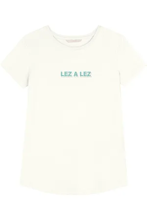 LEZ A LEZ Blusa T-Shirt De Mangas Curtas Em Algodão Penteado
