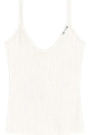 LEZ A LEZ Blusa Regata Básica De Alças Em Malha Canelada