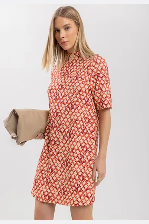 LEZ A LEZ Vestido Curto Estampado Com Gola Alta Em Moletom De Viscose