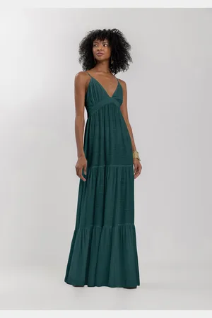 LEZ A LEZ Vestido Longo Fluido Em Viscose Com Decote Em V E Zíper