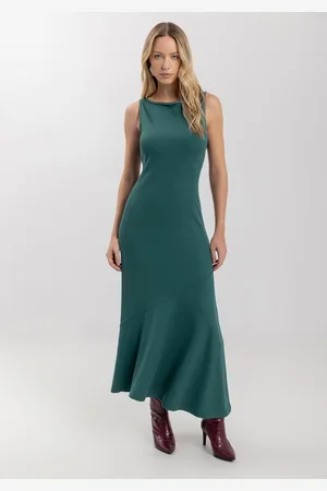 LEZ A LEZ Vestido Midi Chá Sem Mangas Com Aplicações De Strass