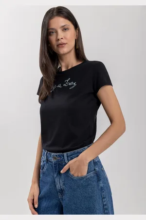LEZ A LEZ Blusa De Mangas Curtas Com Bordado Em Alto Relevo
