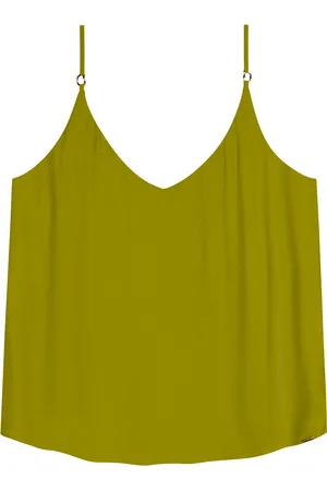 LEZ A LEZ Blusa Básica De Alças Finas Com Decote V Em Viscose