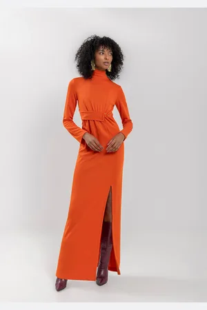 LEZ A LEZ Vestido Longo Com Gola Alta E Fenda Frontal
