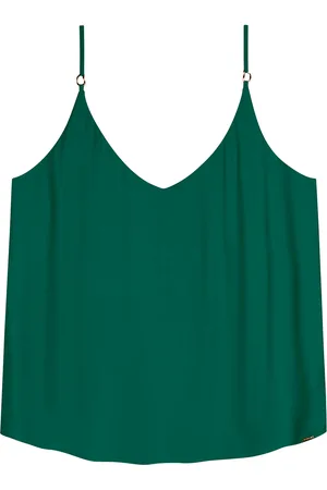 LEZ A LEZ Blusa Básica De Alças Finas Com Decote V Em Viscose