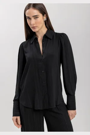 LEZ A LEZ Camisa Alongada De Mangas Amplas Com Botões Em Viscose