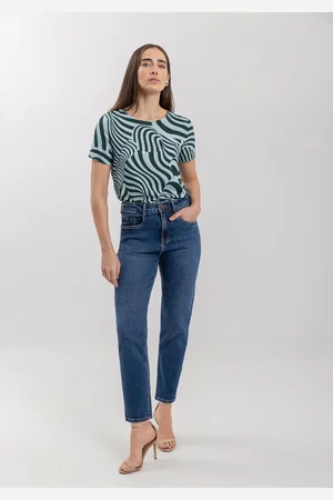 LEZ A LEZ Blusa Básica Estampada Em Viscose Com Mangas Curtas