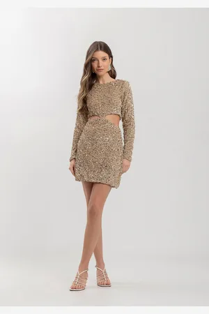 LEZ A LEZ Vestido Curto Com Recortes Em Malha De Veludo Com Paetê