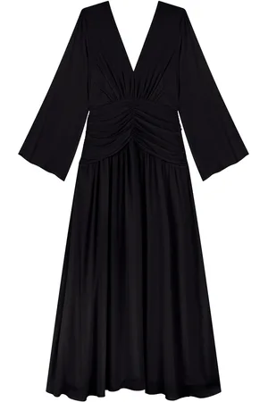 LEZ A LEZ Vestido Longo Franzido Com Mangas Fluidas E Decote Em V