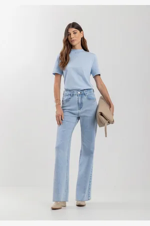 LEZ A LEZ Calça Jeans Wide Leg Comfort Com Cintura Alta E Elastano