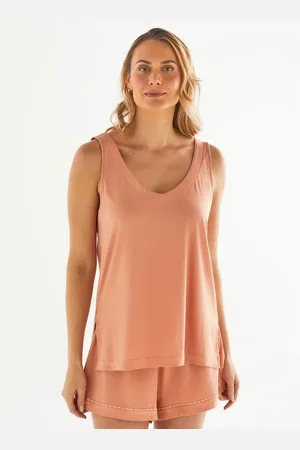 Liz Camiseta de Pijama Regata de Algodão 21507 Peach Fuzz GG