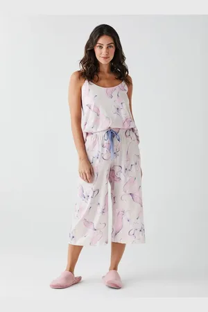 Liz Calça de Pijama de Algodão Pantacourt Estampada 27707 Dreams P