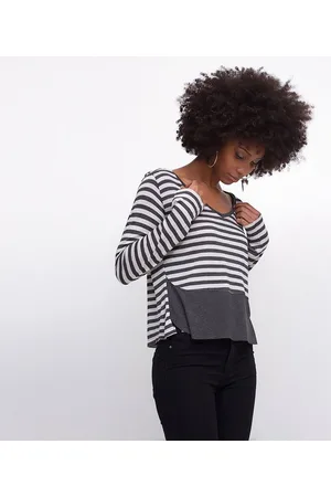 Blue Steel Blusa Listrada com Barra Lisa