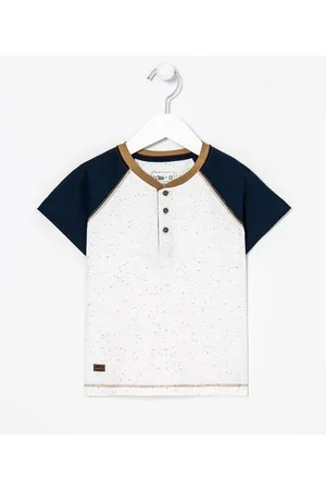 Póim (1 a 5 anos) Camiseta Infantil Henley - Tam 1 a 4 anos